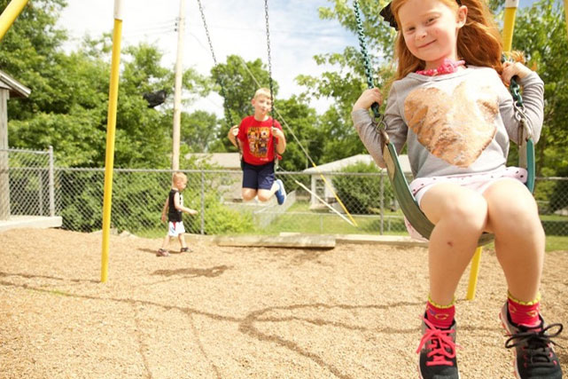 Children Playing on the Trinity Lutheran Playground